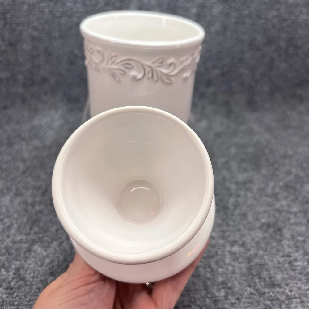 Butter Bell Crock by L. Tremain French Ceramic Butter Keeper White Linen Grey